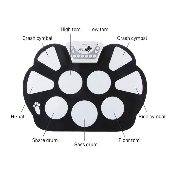 Oprolbaar Drumstel - Elektrische Drumpads - 9 Triggerpads - Opname Functie - Complete Set - Professioneel Drumstel gemaakt van Siliconen - Roll Up Drumkit