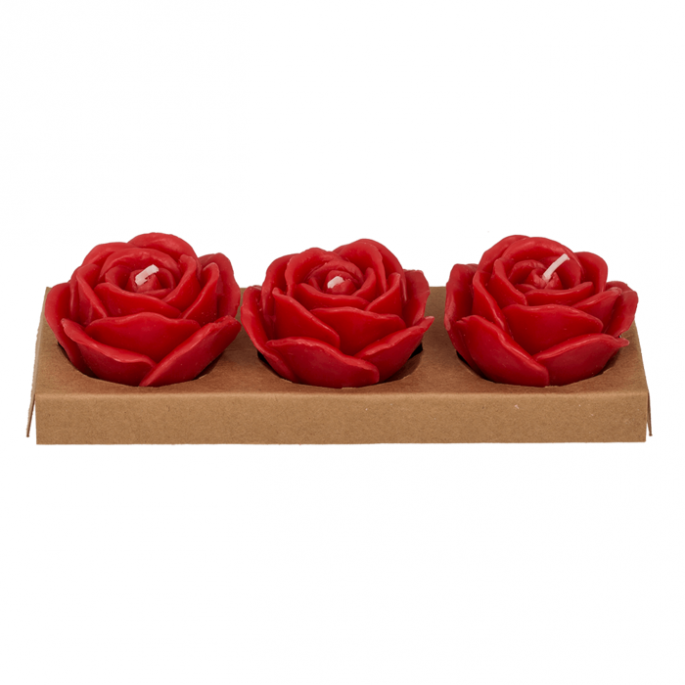 Een set van 3 prachtige Rozen Kaarsen - perfect voor romantische avonden