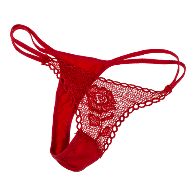 Roos met rode G-string - Één maat string - Rose with red G-string
