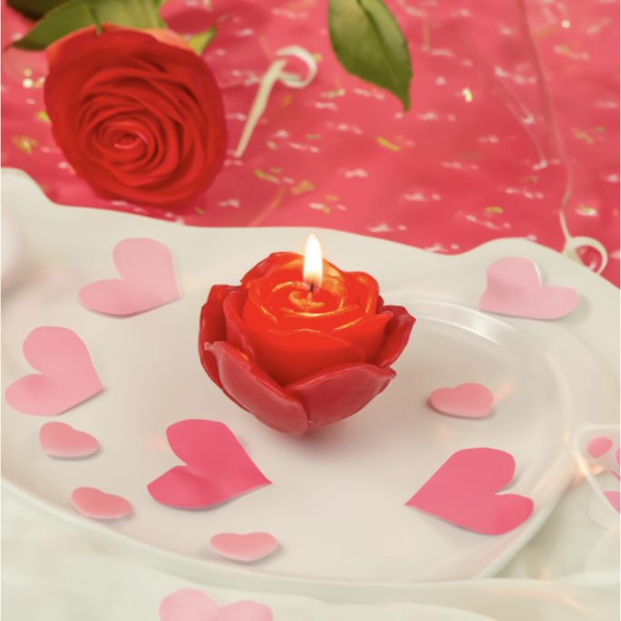 Romantische rozen kaarsen - komen in 3 stuks