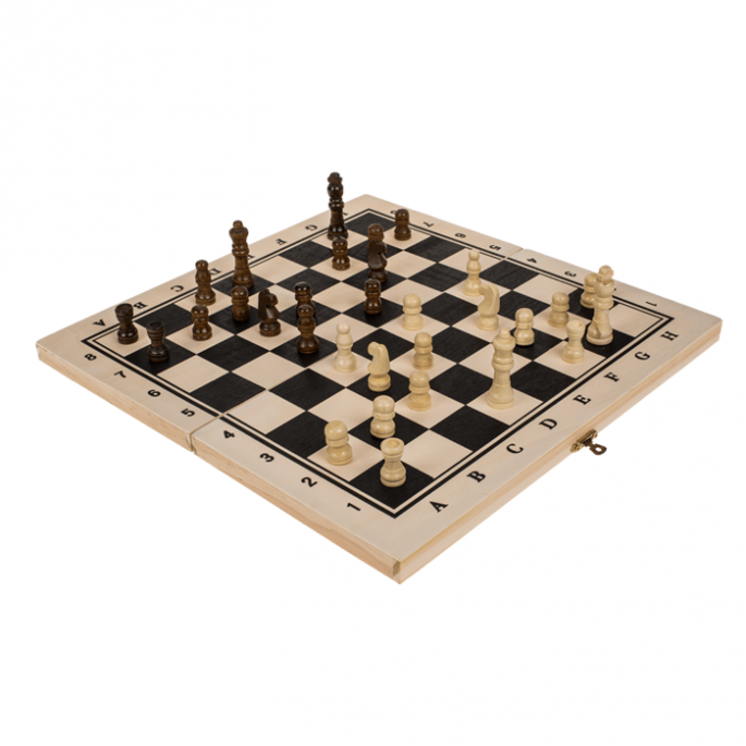Schaakbord van hout - Authentiek bord - 34 x 34 cm - Schaakspel hout - Houten schaakspel kopen
