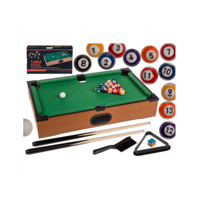 Mini pooltafel - Tafelmodel - 52 x 31 x 10 cm - Pooltafel klein - Houten pooltafel
