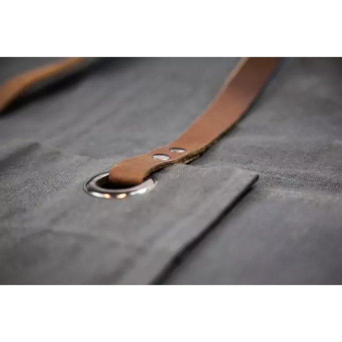 Schort van canvas met leer