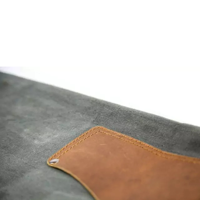 Schort van canvas met leer