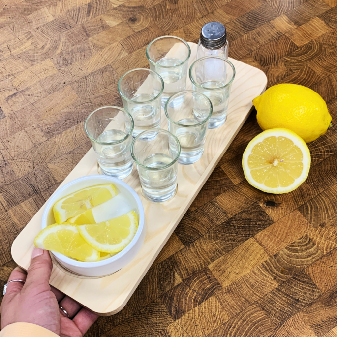 Tequila serveer set -  citroen - zout - serveerbord