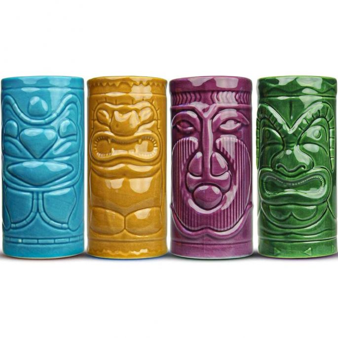 Tiki Mugs - Set van 4 - Cocktailglazen - Vaatwasserbestendig - 330ML - Keramische Mokken - Cocktailbekers