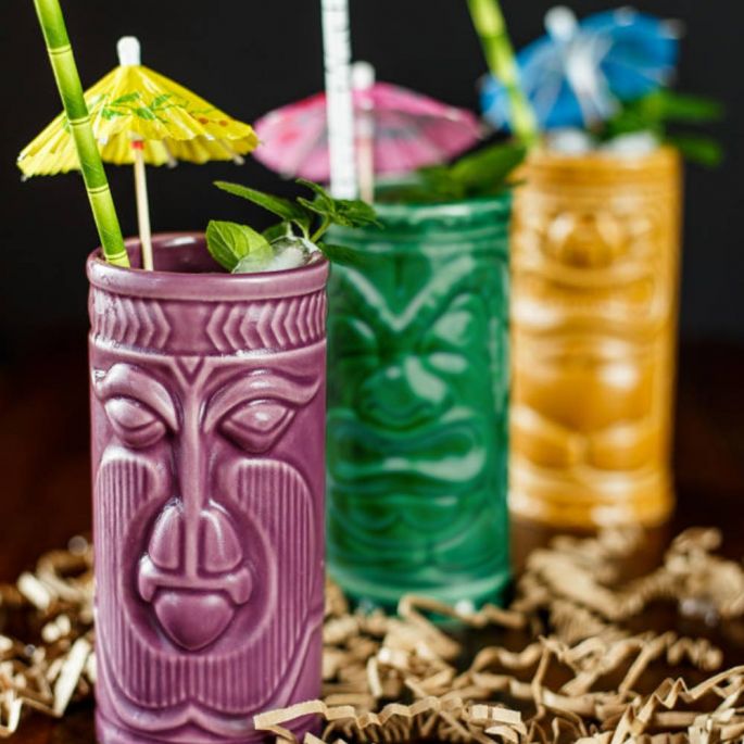 Tiki Mugs - Set van 4 - Cocktailglazen - Vaatwasserbestendig - 330ML - Keramische Mokken - Cocktailbekers