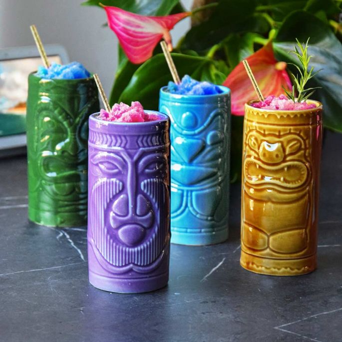 Tiki Mugs - Set van 4 - Cocktailglazen - Vaatwasserbestendig - 330ML - Keramische Mokken - Cocktailbekers