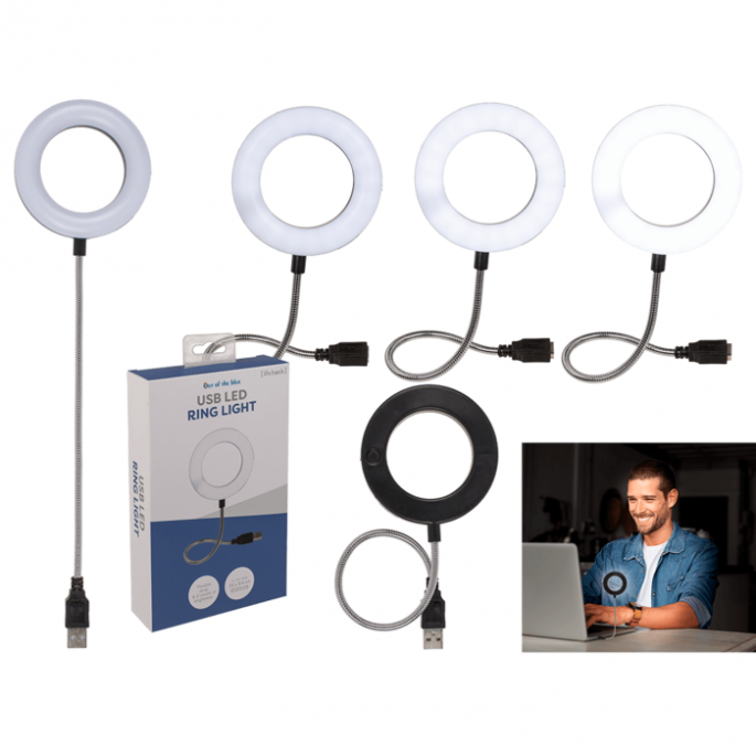 USB LED light ring, with 3 intensities