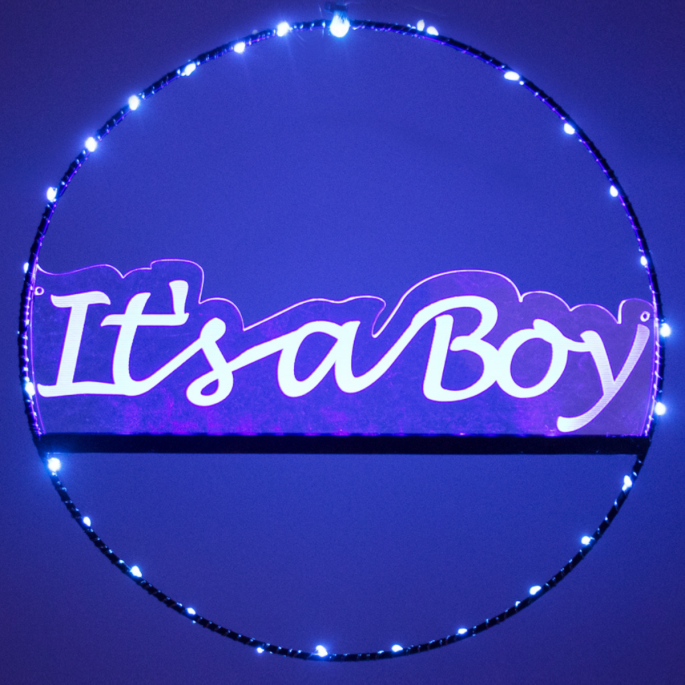Verlichte Raam/deur cirkel it's a boy 