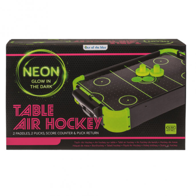 Mini Air Hockey Tafel -  Glow in the Dark - 49,5 x 31 x 8,7 cm - Speelgoed - Kleine Air hockey