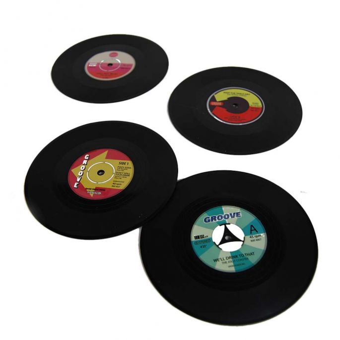 Vinyl Onderzetters - Stijlvolle Bescherming voor Tafels - Set van 4 - Retro Accessoires - Retro Onderzetters