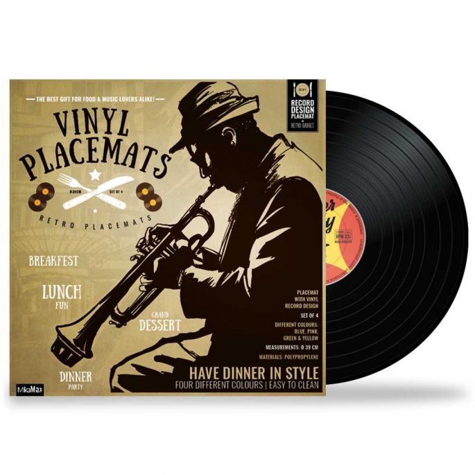Vinyl Placemats - Origineel - Set van 4 - Geleverd In een Design Hoes - Makkelijk Schoon Te Maken - Retro LP Tafel Onderleggers