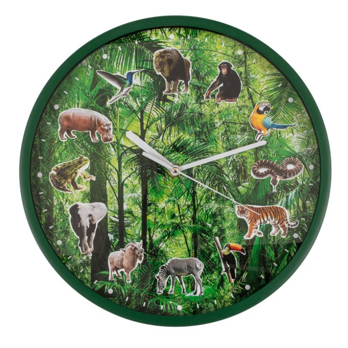 Wandklok dieren - Leuk voor de kinderkamer - 30x30 cm - Kinderklok