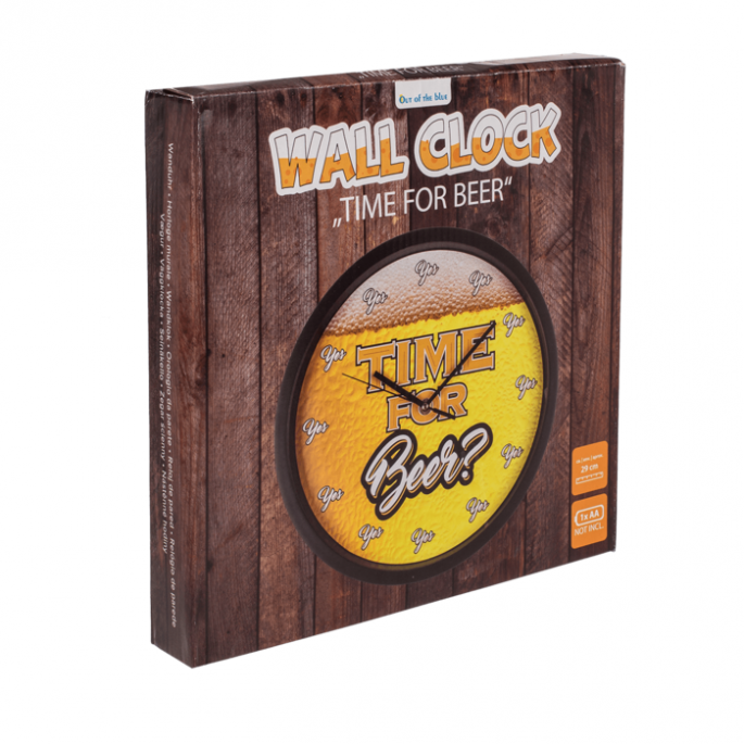 Wandklok 'Time for Beer' - Diameter 29 cm - Grappige Wanddecoratie - Originele Klok voor Bierliefhebbers