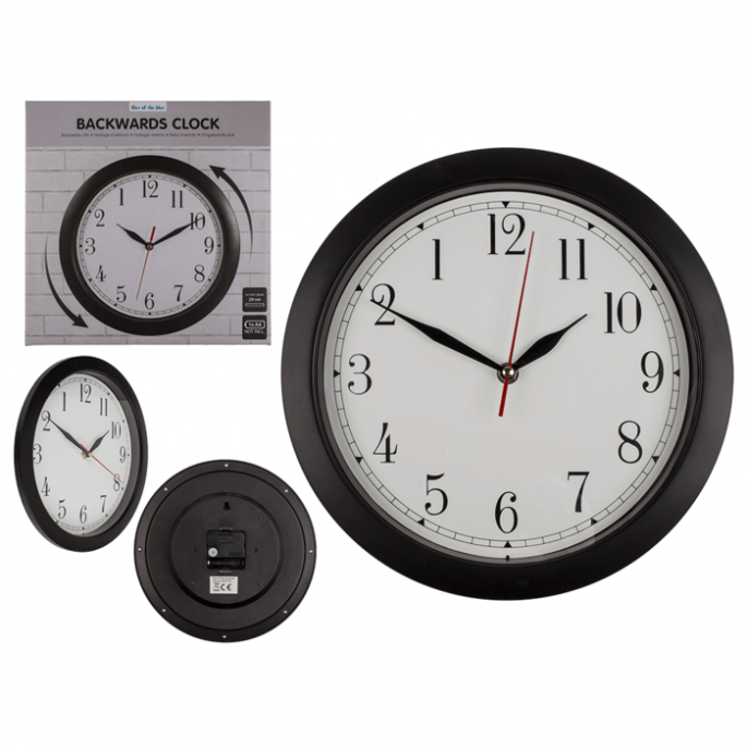 Klok die andersom loopt - Grappige klok - 29 cm - Unieke klokken - Reverse clock