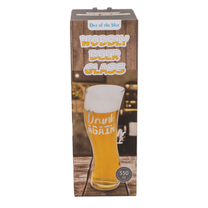 Wiebelig bier glas - Perfect cadeau voor de bierliefhebber - 'Drunk again' bedrukking - Originele bierglazen - Bierglas grappig