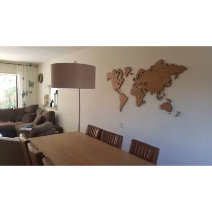 Wereldkaart eikenhout