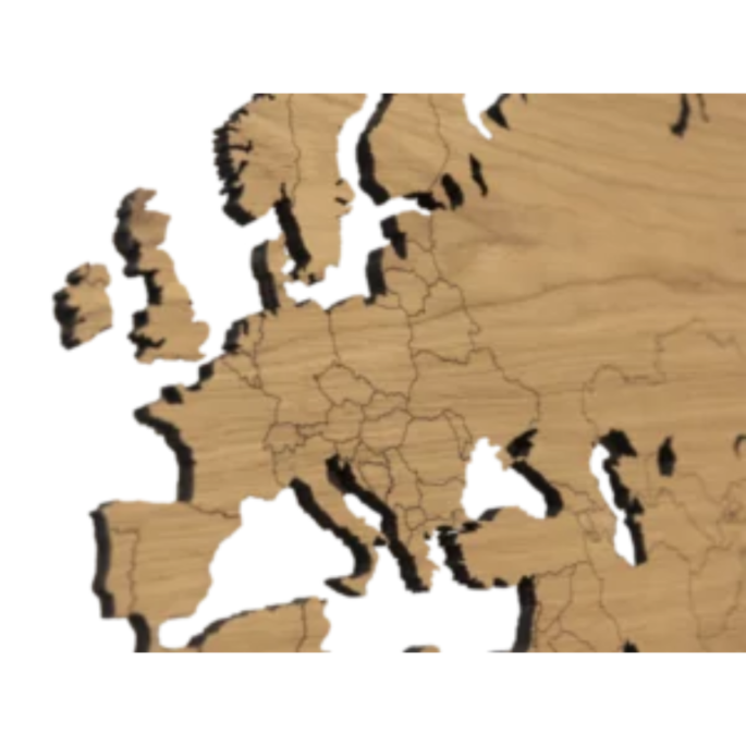 Wereldkaart eikenhout