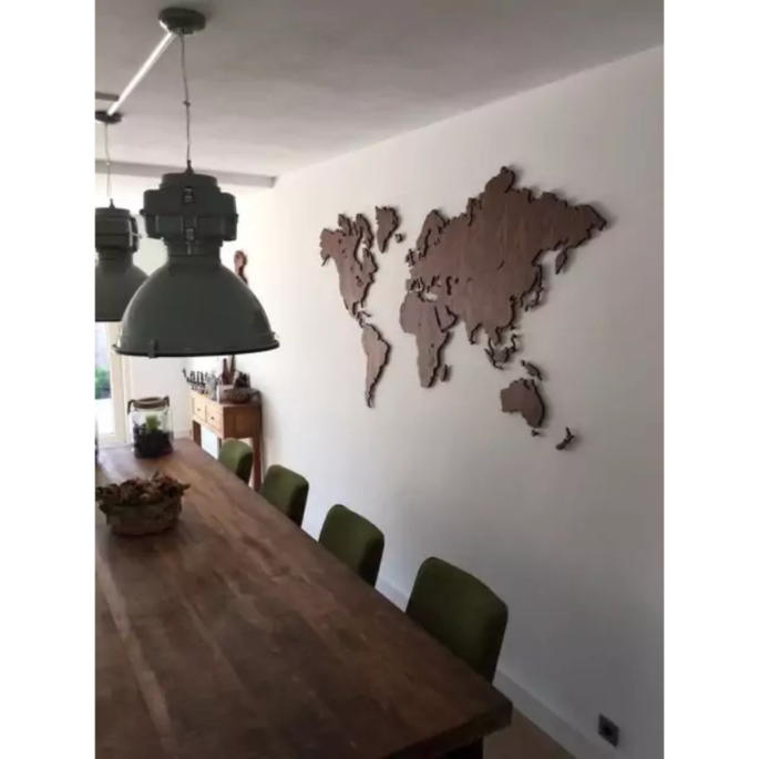 Wereldkaart notenhout