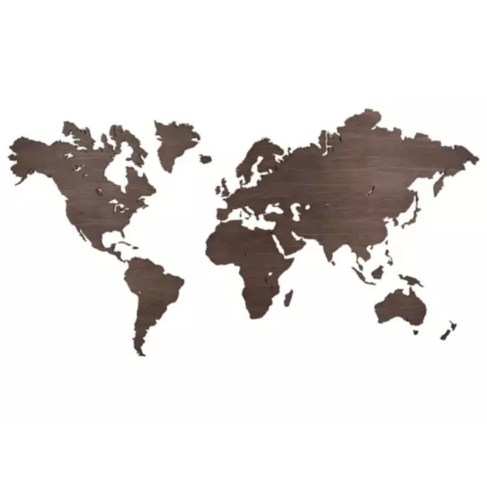 Wereldkaart notenhout