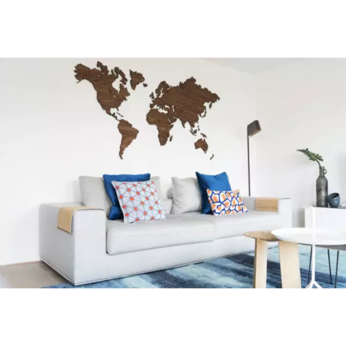 Wereldkaart notenhout