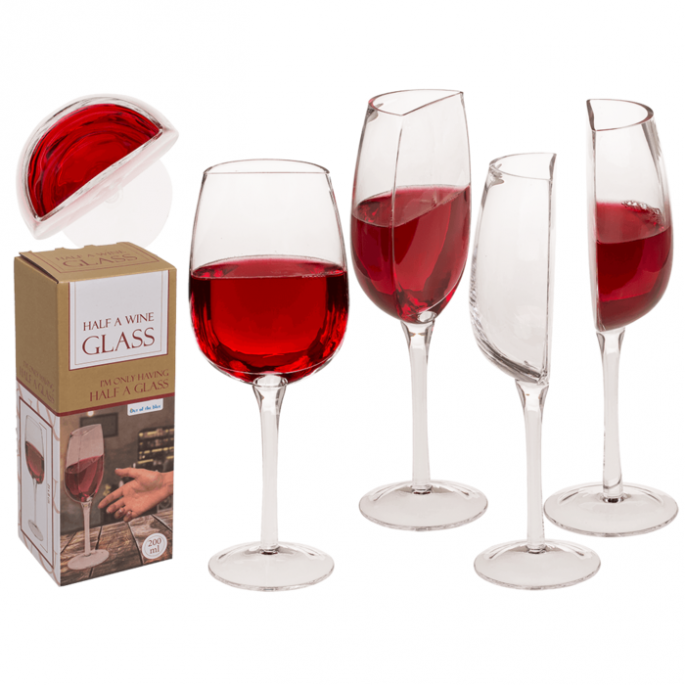 Half wijnglas - Grappig wijnglas voor vrouwen - 21 x 8 cm - Unieke verjaardagscadeau met wijnhumor - Wijnglas kopen