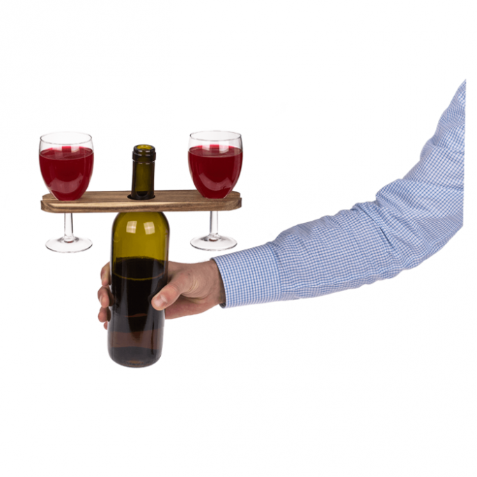 Wijnbutler - Houten Glazen houder - 25 x 6 x 1 cm - Wine Butler