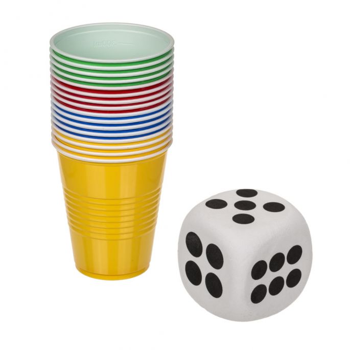 Mens Erger Je Niet XXL Drankspel - Incl. 16 Grote Cups - Grote Dobbelsteen - Plastic Vloerzeil - Drinking Ludo XXL