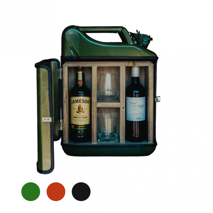 Jerrycan His & Hers bar - groen, rood en zwart - excl. drank