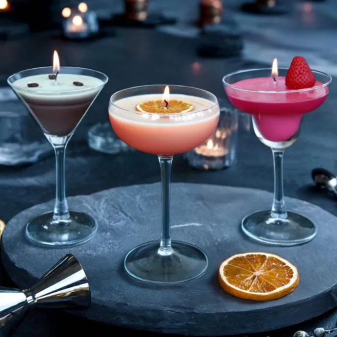 Cocktailkaarsen Set – 3 Geuren – Sojawas – Luxe Cadeau of Decoratie