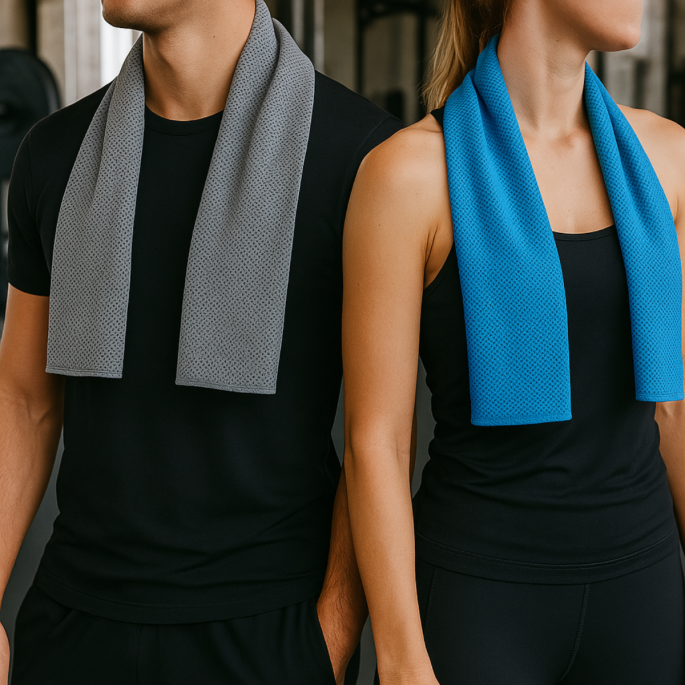 Koelhanddoek Grijs/Donker Blauw