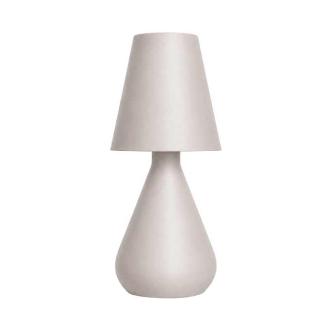 Cozy Maison oplaadbare tafellamp met touchfunctie in taupe op een witte achtergrond.