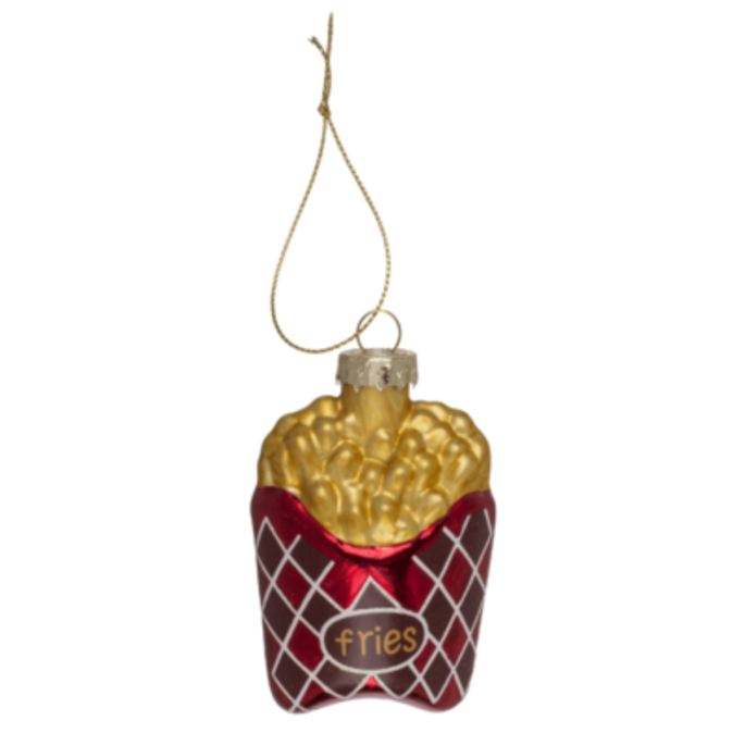 Glazen kerstballen fastfood set van 3