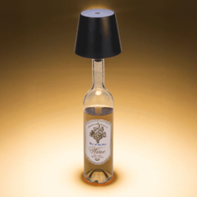 LED bottle lamp black on wine bottle