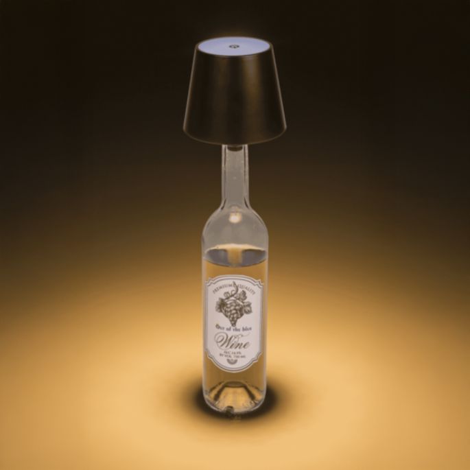 LED Bottle Lamp Zwart in een wijnfles