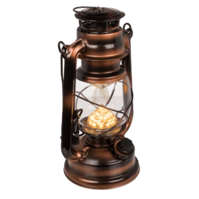 LED metal storm lantern in brons