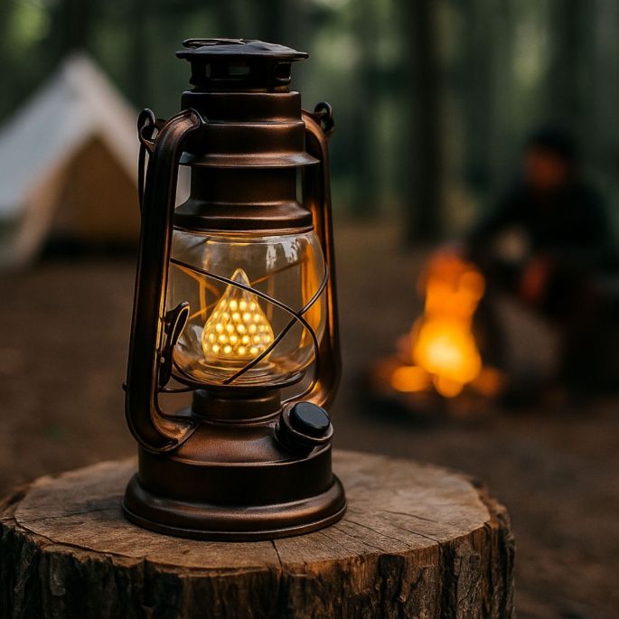 LED metal storm lantern for camping