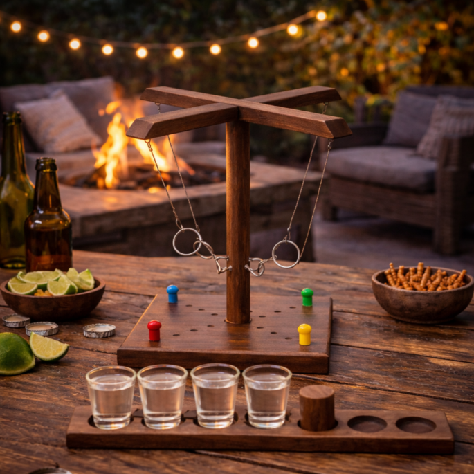 Houten Ring Toss Drinking Game