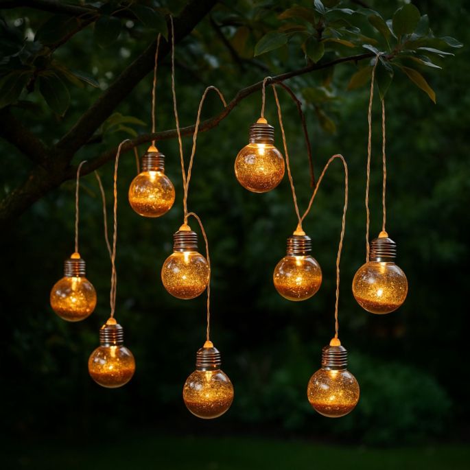 Light chain Glitter Bulbs in a tree