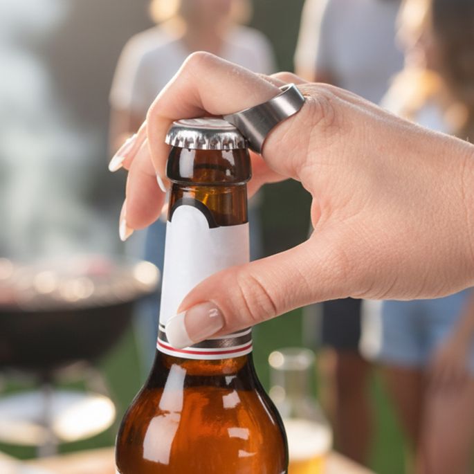 Metalen ring met bieropener