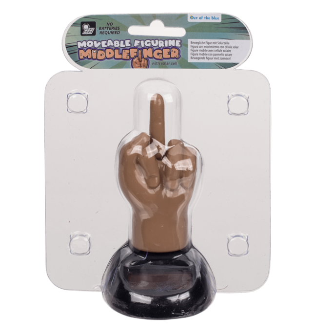 Bewegende middelvinger - Bobblehead middelvinger - Verpakking - Werkt op zonne-energie - Beweegt - Vooraanzicht