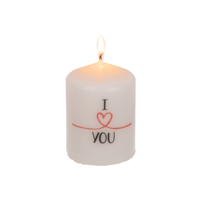 Aangestoken kaars - Pillar candle. I love you
