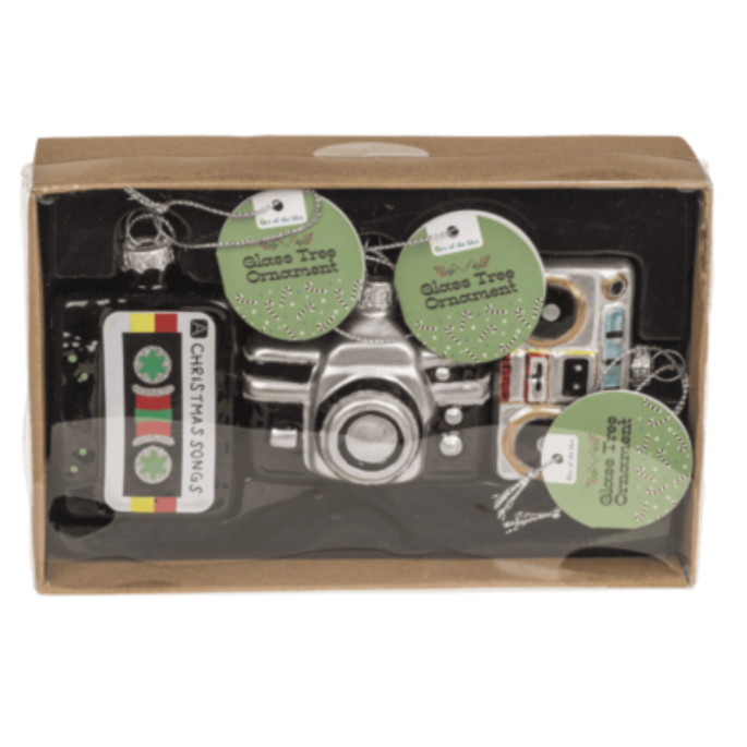 Retro glazen kerstballen set