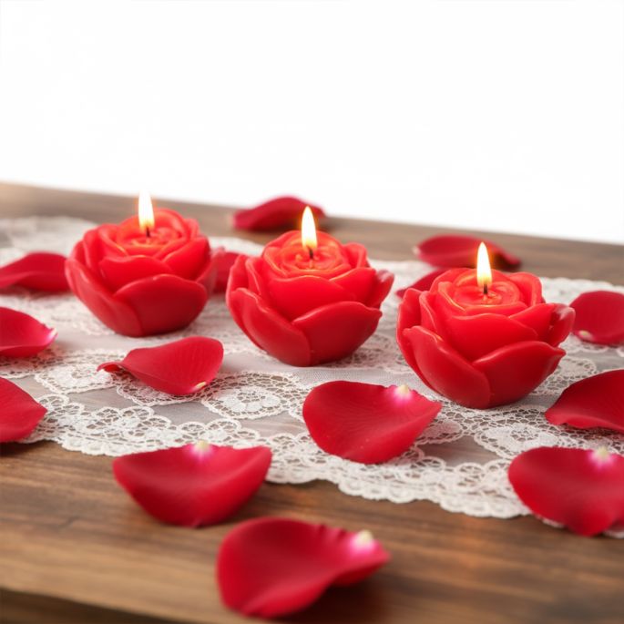 Romantische kaarsjes in rozen vorm