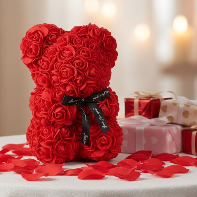 Rozenbeer 25 cm in Luxe Geschenkdoos