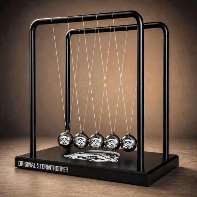 Stormtrooper Newton’s Cradle - 5 Lasergegraveerde Metalen Ballen