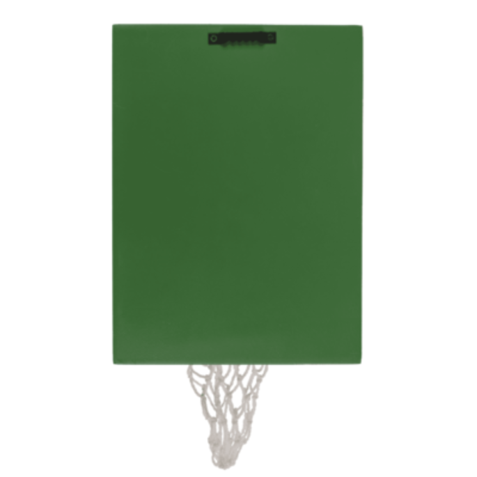 Achteraanzicht van de groene wandgemonteerde bieropener, toont het bevestigingspunt.