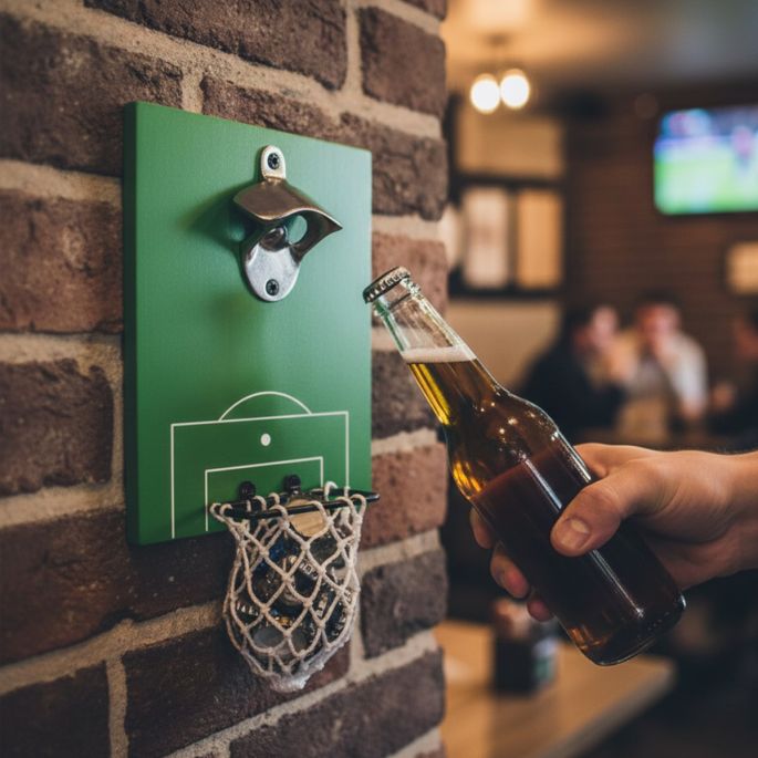Voetbal bieropener voor in een cafe