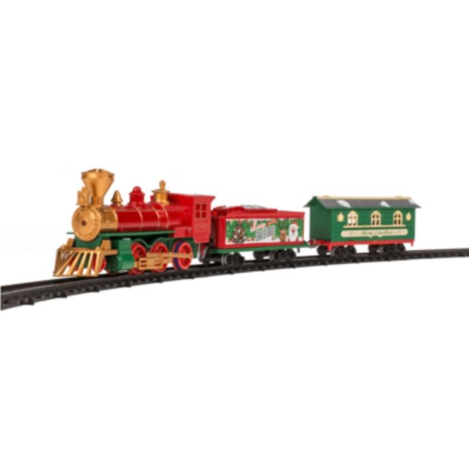 Xmas-train riding on the tracks